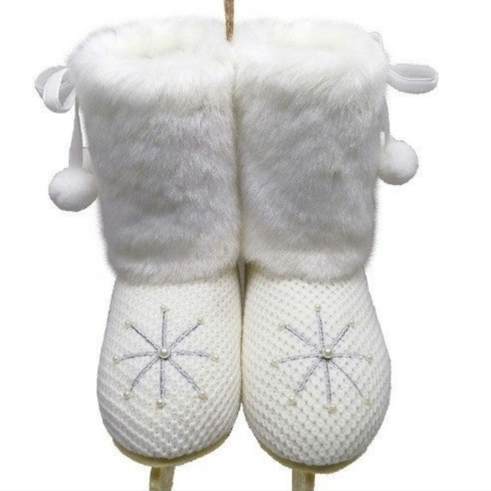 Shimmery Chic Snowflake Ice Skates Holiday Sports Decor XL Ornament BNWT RETIRED